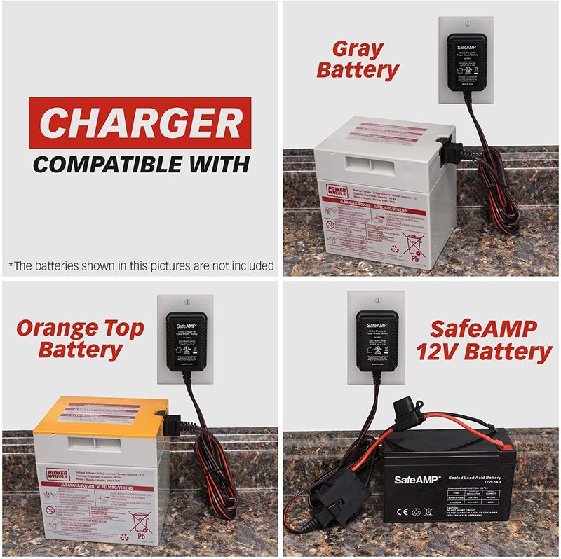 SafeAMP 12-Volt Charger for Power Wheels Gray Battery and Orange Top Battery - Image 2